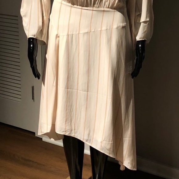 $466 JOIE GABISA ASYMMETRIC STRIPED VOILE DRESS PASTEL PINK 6 M - Picture 3 of 14